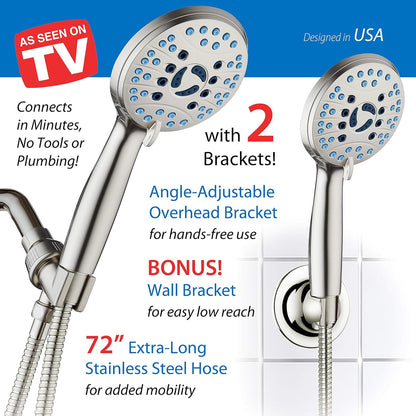 Purilite Select 8-Setting Handheld Shower Head – High Pressure, Self-Cleaning, Total Shower Hygiene System - PuriLite