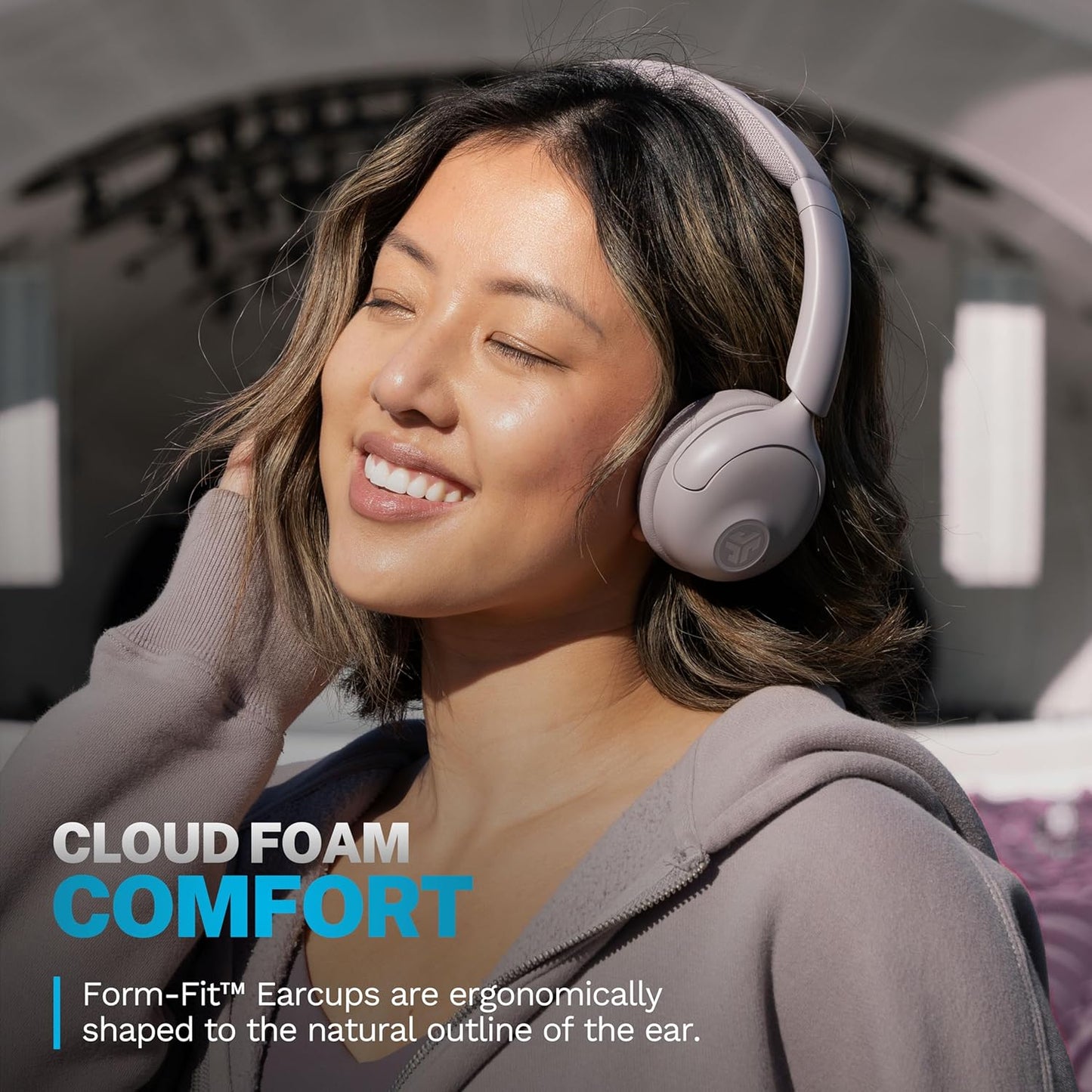 JLab Go Lux ANC Wireless Headphones, Cloud White, Hybrid Active Noise Cancelling, Premium On-Ear Bluetooth Headset, Customizable Sound, Be Aware Mode, Cloud Foam Comfort, Multipoint Connection - PuriLite