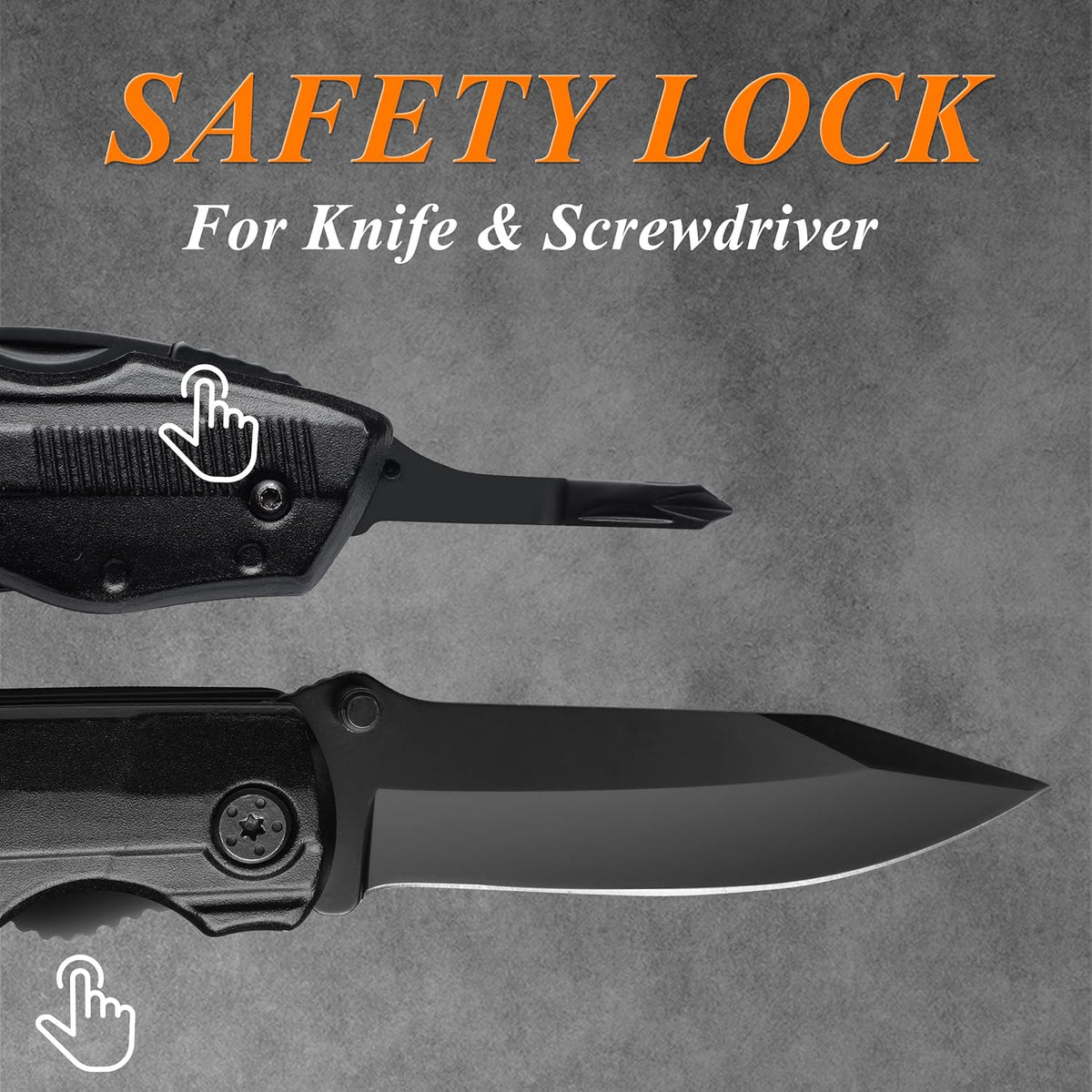 RoverTac Pocket Knife Tactical Folding Knife Multi Tool Survival Camping Knife, Multitool Knife Pliers Bottle & Can Opener 9-Pack Screwdrivers Liner Lock Nylon Sheath, Pocket Knife for Camping Hiking - PuriLite