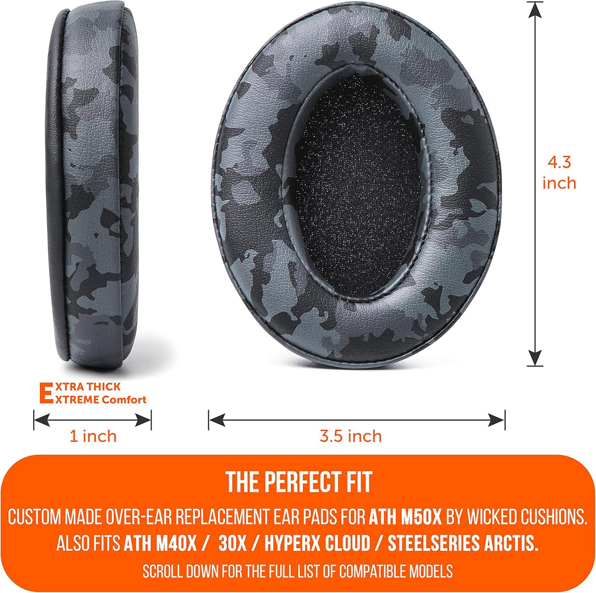 WC PadZ - The Ultimate Upgraded Earpads by Wicked Cushions - Compatible with Audio Technica, HyperX, SteelSeries Arctis & More - Extra Thick - Bigger Opening - Softer Memory Foam | (Black) - PuriLite