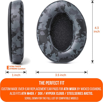 WC PadZ - The Ultimate Upgraded Earpads by Wicked Cushions - Compatible with Audio Technica, HyperX, SteelSeries Arctis & More - Extra Thick - Bigger Opening - Softer Memory Foam | (Black) - PuriLite