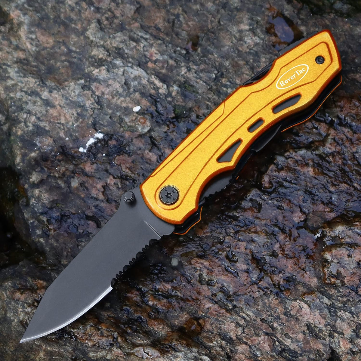 RoverTac Pocket Knife Tactical Folding Knife Multi Tool Survival Camping Knife, Multitool Knife Pliers Bottle & Can Opener 9-Pack Screwdrivers Liner Lock Nylon Sheath, Pocket Knife for Camping Hiking - PuriLite