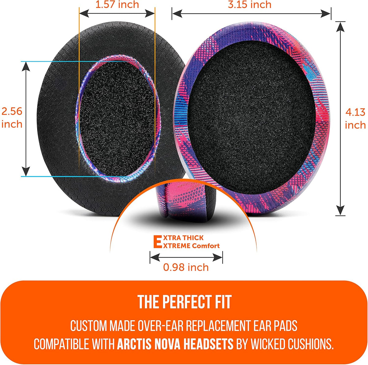 WC Freeze for Arctis Nova - Hybrid Fabric Cooling Gel Replacement Earpads for Arctis Nova Pro Wired, Nova 7, 5, 4, 3, 1 - Made by Wicked Cushions (Does Not Fit Nova Pro Wireless) | Black - PuriLite