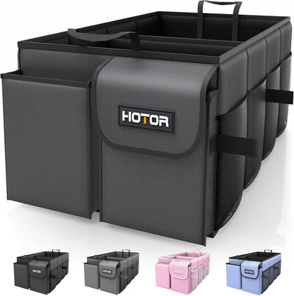 HOTOR Trunk Organizer - Car Organizer, Foldable Trunk organizer for SUVs & Sedans, Car Accessories, Tools, Sundries, 2 Compartments, Black - PuriLite
