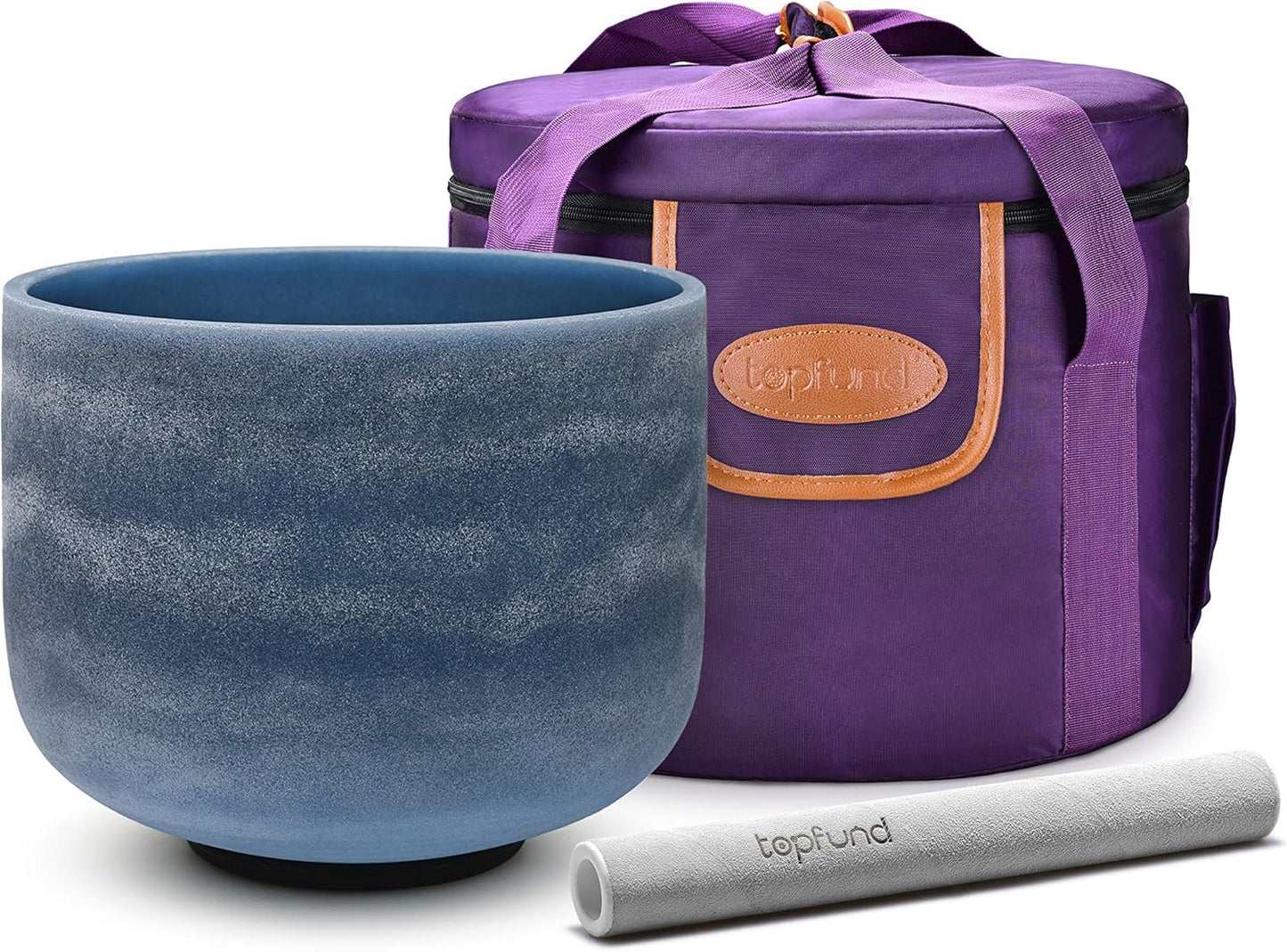 TOPFUND F Note Crystal Singing Bowl Heart Chakra 8 inch with Heavy Duty Carrying Case and Suede Striker - PuriLite