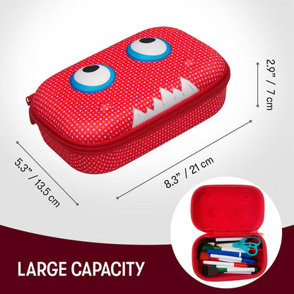 ZIPIT Beast Pencil Box for Kids | Pencil Case for School | Organizer Pencil Bag | Large Capacity Pencil Pouch (Red) - PuriLite