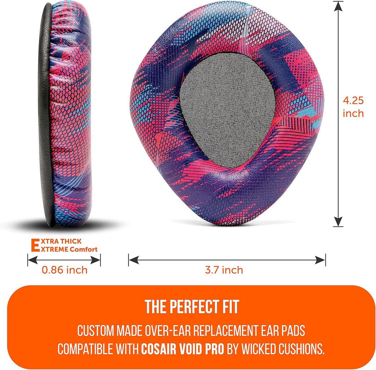 WC Upgraded Replacement Earpads for Corsair Void & Corsair Void Pro Wired & Wireless Gaming Headsets Made by Wicked Cushions | Improved Durability, Thickness, and Sound Isolation | (Speed Racer) - PuriLite