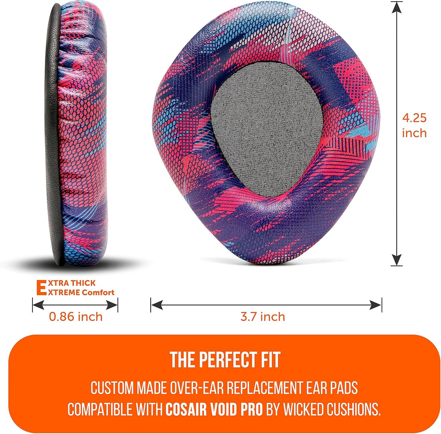 WC Upgraded Replacement Earpads for Corsair Void & Corsair Void Pro Wired & Wireless Gaming Headsets Made by Wicked Cushions | Improved Durability, Thickness, and Sound Isolation | (Red Camo) - PuriLite