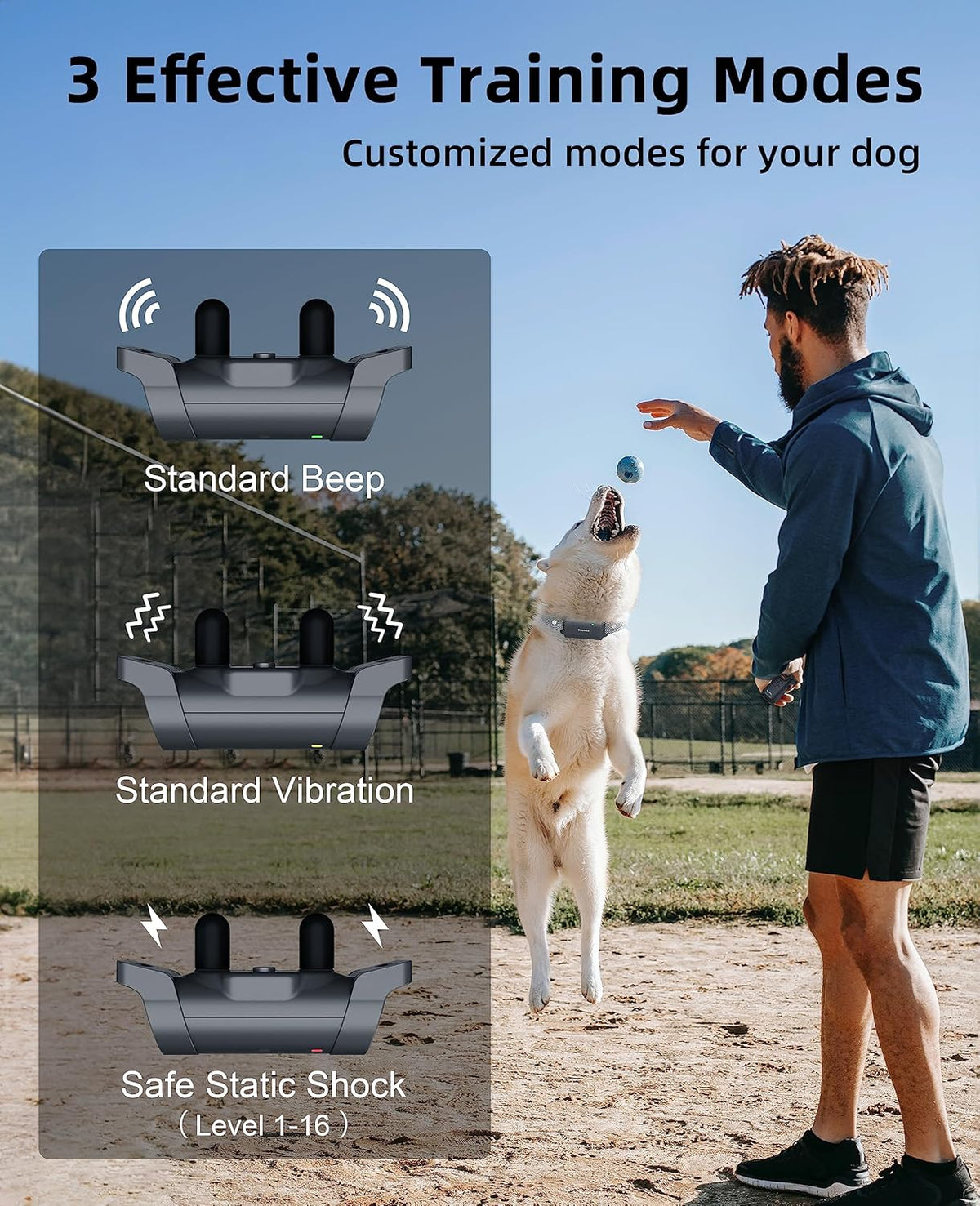 Bousnic Dog Shock Collar with Remote - [New Edition] 4000FT Dog Training Collar for Large Medium Small Dogs (8-120lbs) Waterproof Rechargeable E Collar with Beep, Vibration, Safe Shock (Grey) - PuriLite