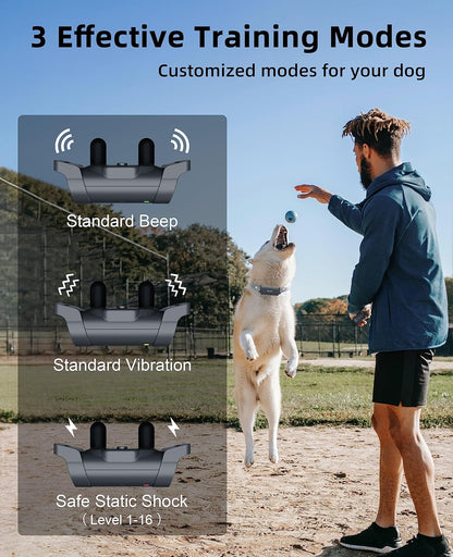 Bousnic Dog Shock Collar with Remote - [New Edition] 4000FT Dog Training Collar for Large Medium Small Dogs (8-120lbs) Waterproof Rechargeable E Collar with Beep, Vibration, Safe Shock (Grey) - PuriLite
