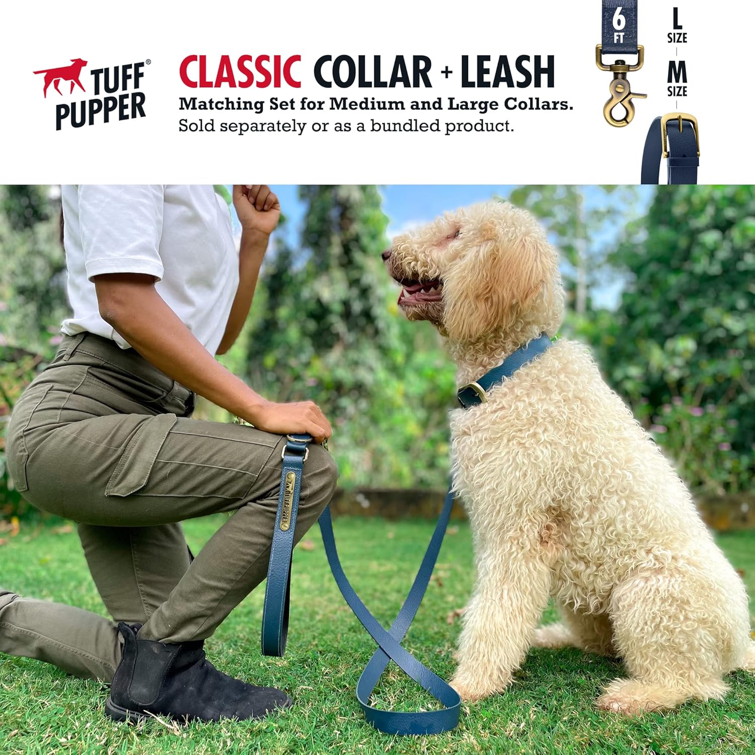 Tuff Pupper Classic Heavy Duty Dog Collar | 10x Stronger Than Leather | 100% Waterproof & Odor Proof Dog Collar | Tough Rust-Proof All Metal Hardware - PuriLite
