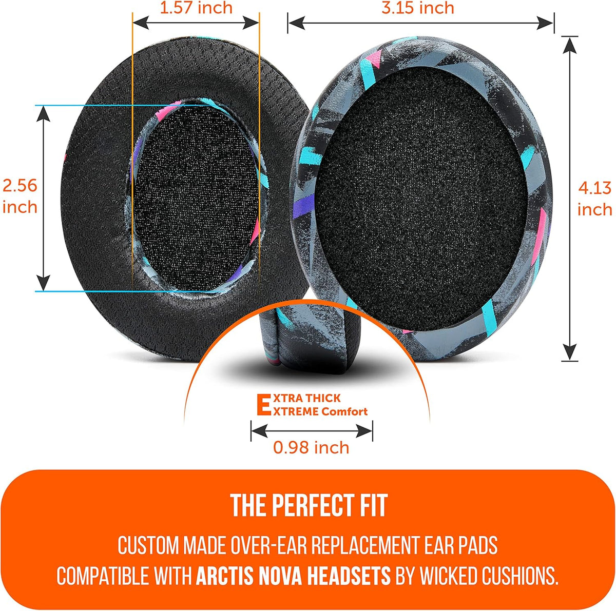 WC Freeze for Arctis Nova - Hybrid Fabric Cooling Gel Replacement Earpads for Arctis Nova Pro Wired, Nova 7, 5, 4, 3, 1 - Made by Wicked Cushions (Does Not Fit Nova Pro Wireless) | Black - PuriLite