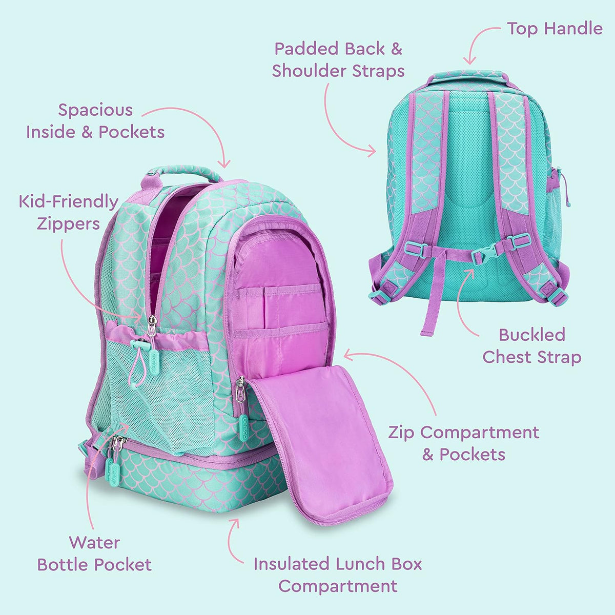 Bentgo Kids Prints 2-in-1 Backpack & Insulated Lunch Bag (Dinosaur) - PuriLite