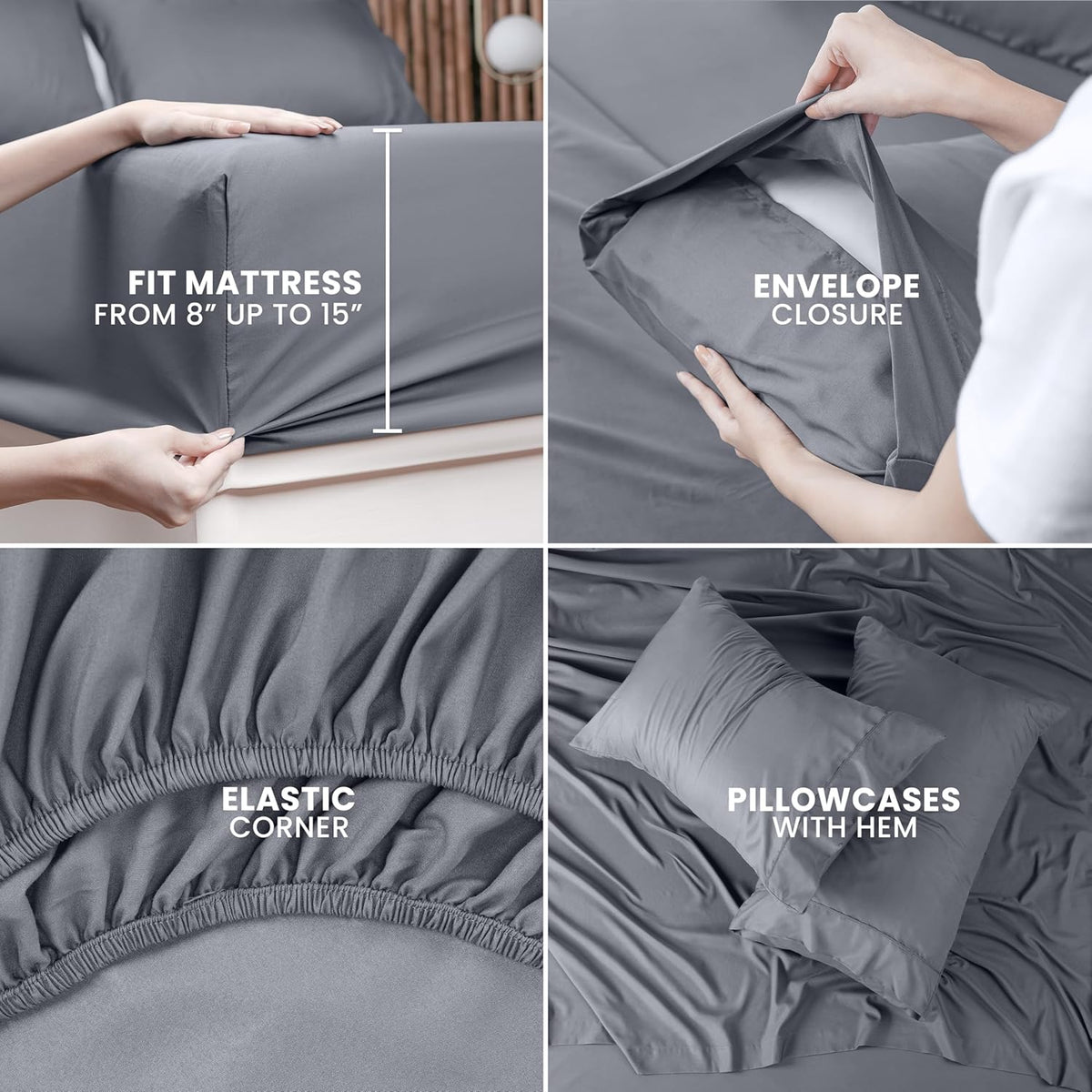 Utopia Bedding Queen Bed Sheet Set - 4 Piece Bedding - Soft Brushed Microfiber Fabric - Shrinkage & Fade Resistant - Easy Care (White) - PuriLite