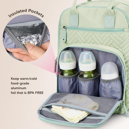 Diaper Bag Backpack, iniuniu Large Baby Bags with Diaper Pouch, Washable Changing Pad, Pacifier Case and Stroller Straps - PuriLite