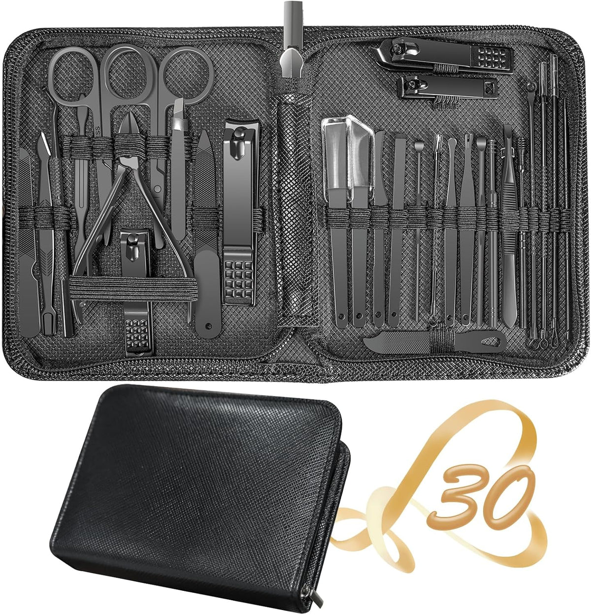 Manicure Set 30 in 1 Nail Clipper set, REDFLOW nail clippers, fingernail & toenail clippers, Manicure Tools, pedicure tools, Suitable for Travel Manicure Kit, Nail Set Kit With Everything Profe - PuriLite
