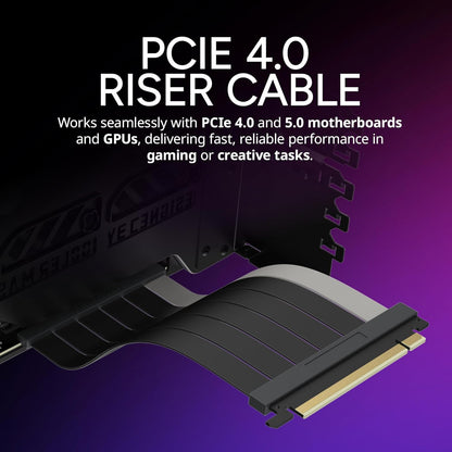 Cooler Master MasterAccessory Vertical GPU Card Holder Kit V3 – PCIe 4.0 x16 Premium Riser Cable, Adjustable Vertical GPU Mount for ATX & mATX PC Cases - PuriLite