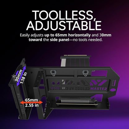 Cooler Master MasterAccessory Vertical GPU Card Holder Kit V3 – PCIe 4.0 x16 Premium Riser Cable, Adjustable Vertical GPU Mount for ATX & mATX PC Cases - PuriLite