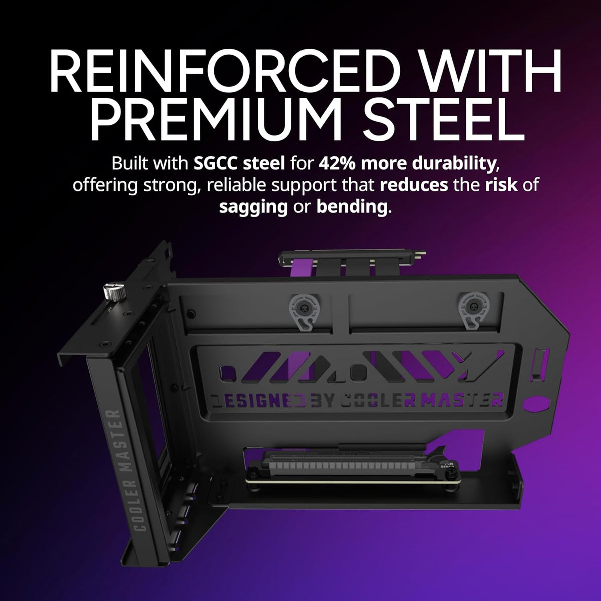 Cooler Master MasterAccessory Vertical GPU Card Holder Kit V3 – PCIe 4.0 x16 Premium Riser Cable, Adjustable Vertical GPU Mount for ATX & mATX PC Cases - PuriLite
