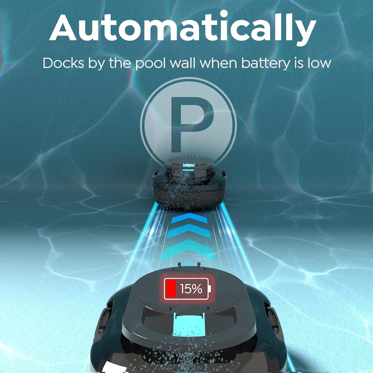 TALOSBO Pleco S1 Cordless Robotic Pool Cleaner with 75-80Mins Runtime, Small Pool Vacuum for Above-Ground Pools up to 645 Sq.ft, Lightweight, Auto-Parking - PuriLite