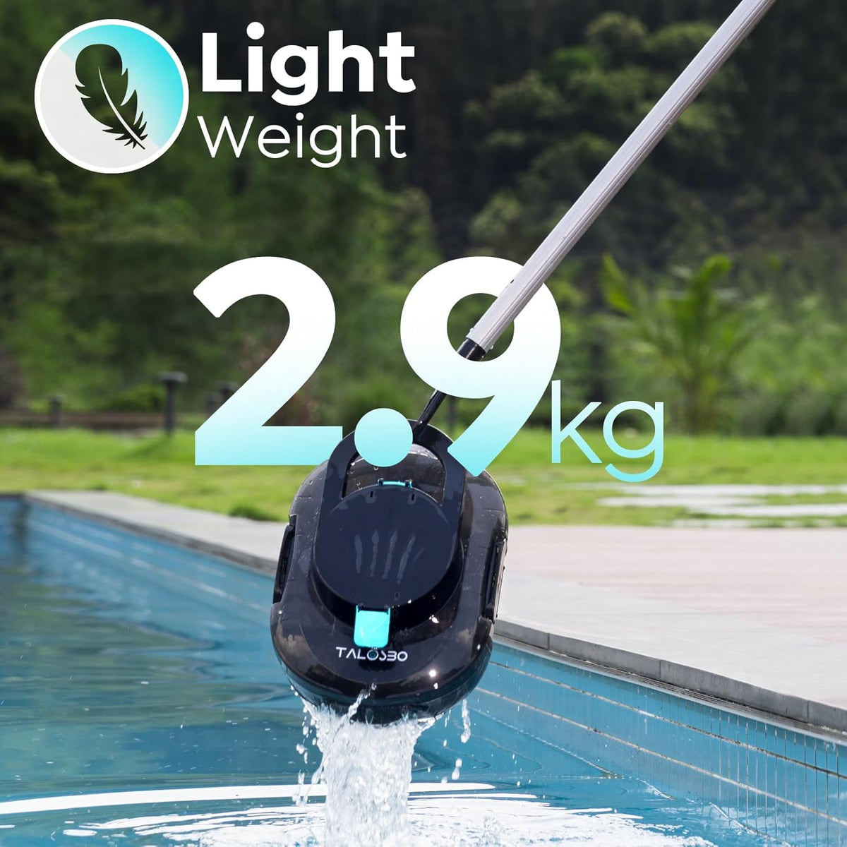 TALOSBO Pleco S1 Cordless Robotic Pool Cleaner with 75-80Mins Runtime, Small Pool Vacuum for Above-Ground Pools up to 645 Sq.ft, Lightweight, Auto-Parking - PuriLite