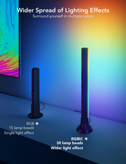 Govee RGBIC TV Light Bars, 15 Inches WiFi TV Backlight with Double Light Beads, Smart Light Bars with Multiple Placement Options Suitable for 45-70 inch TVs, Work with Alexa and Google Assistant - PuriLite