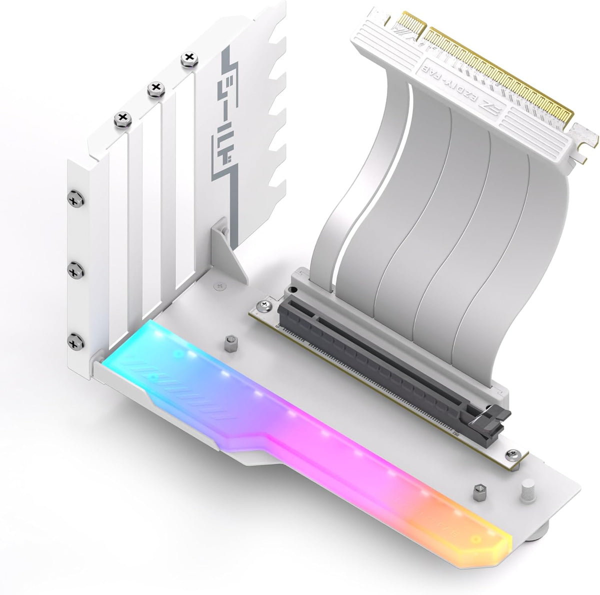 Vertical GPU Mount – PCIe 4.0 High-Speed Riser Cable 115mm – ARGB Vertical Graphics Card Holder with 90° Connector - PuriLite