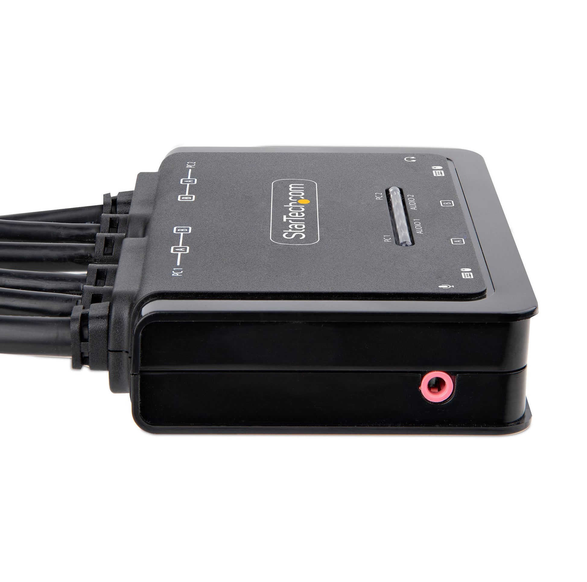 2-Port Dual-Monitor HDMI Cable KVM Switch, 4K 60Hz, Compact KVM with 5ft/1.5m USB-A/HDMI/Audio Integrated Cables, Bus Powered - Remote Push Button/Hotkey Switching - PuriLite