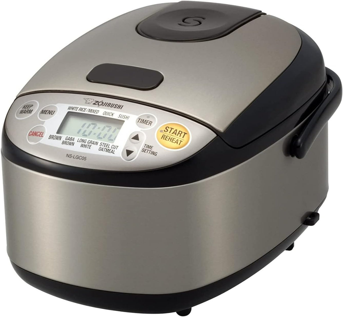 Zojirushi NS-LGC05XB Micom Rice Cooker & Warmer, 3-Cups (uncooked), Stainless Black - PuriLite