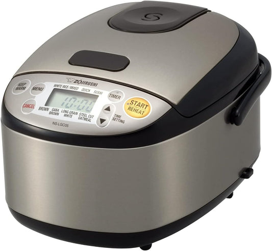 Zojirushi NS-LGC05XB Micom Rice Cooker & Warmer, 3-Cups (uncooked), Stainless Black - PuriLite
