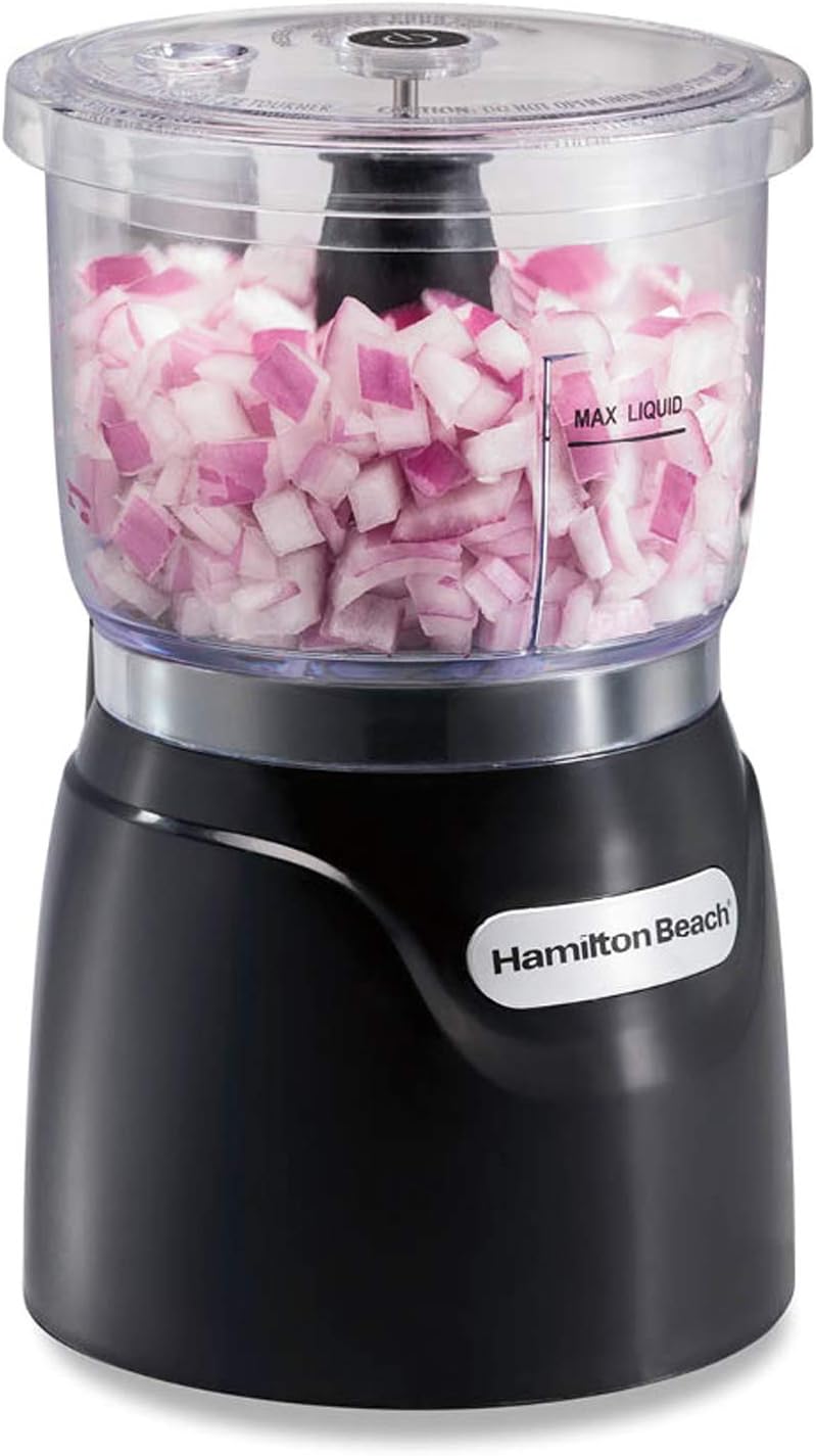 Hamilton Beach Electric Vegetable Chopper & Mini Food Processor, 3-Cup, 350 Watts, for Dicing, Mincing, and Puree, Black (72850G) - PuriLite