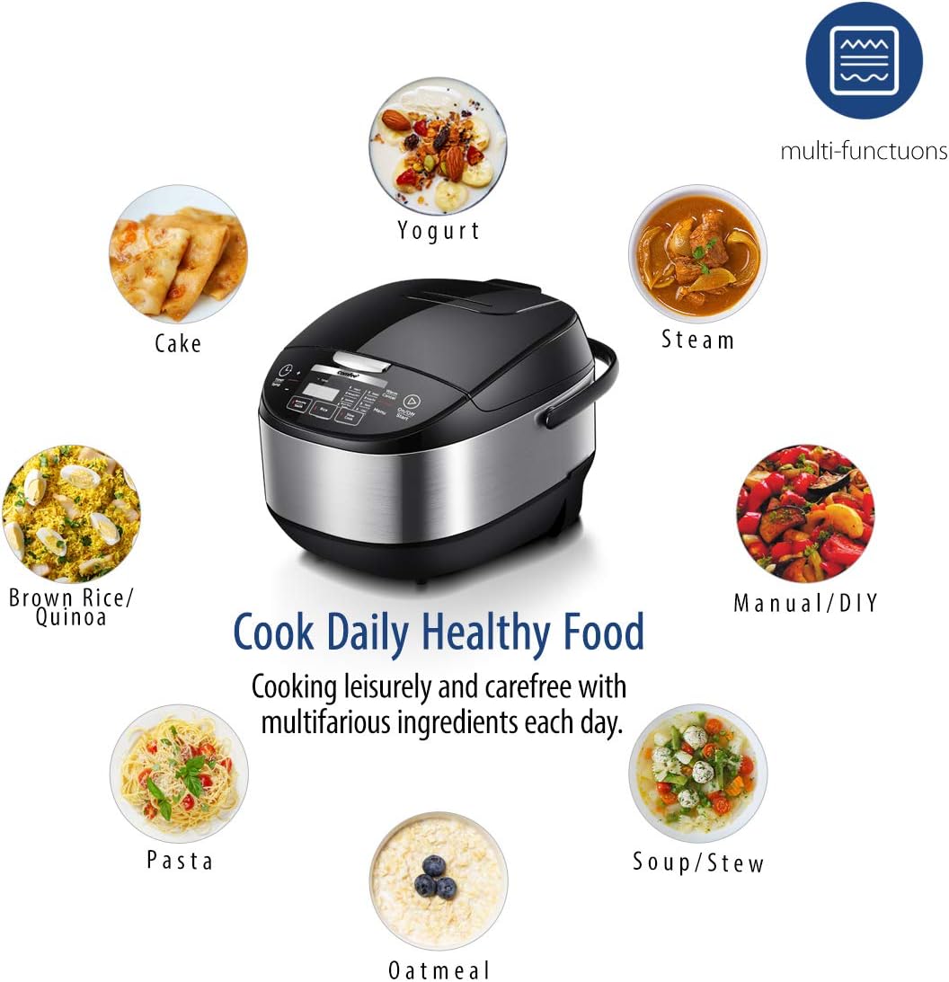 COMFEE' Rice Cooker, Asian Style Large Rice Cooker with Fuzzy Logic Technology, 11 Presets, 10 Cup Uncooked/20 Cup Cooked, Auto Keep Warm, 24-Hr Delay Timer - PuriLite