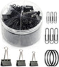 Paper Clips Binder Clips, 240pcs Black Office Clips Set - Assorted Sizes Paperclips Paper Clamps Rubber Bands for Office and School Supplies - PuriLite