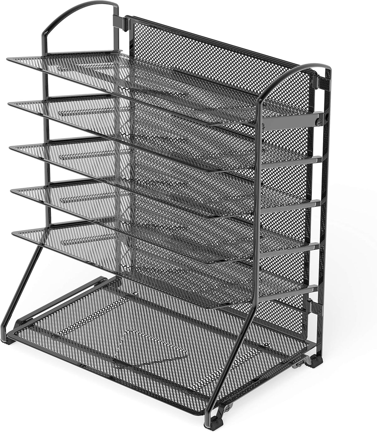 6 Tier Sliding File Organizer, Metal Desk Letter Tray with Removable Sliding Trays for Document, Mail and Paper Storage - PuriLite