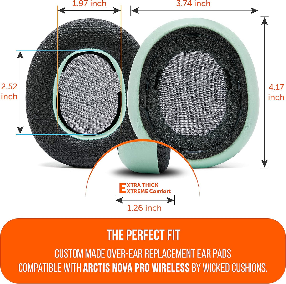 WC Freeze Nova Pro Wireless - Cooling Gel Earpads for Arctis Nova Pro Wireless ONLY (Doesn’t Fit Other Models), Made by Wicked Cushions, Improved Durability, Thickness & Sound Isolation | Black - PuriLite