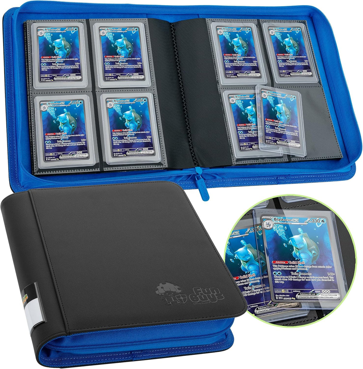 FunGuys Toploader Binder, Trading Card Binder Storage,128 4 Pocket Top Loader Pokemon Binder, Card Collection Yugioh Cards, MTG, TCG, Folders for Trading Cards - PuriLite