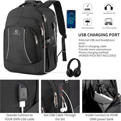 RFID Cafele Laptop Backpack Travel Computer Backpack College Bookbag School Backpack with USB Charging Port - PuriLite