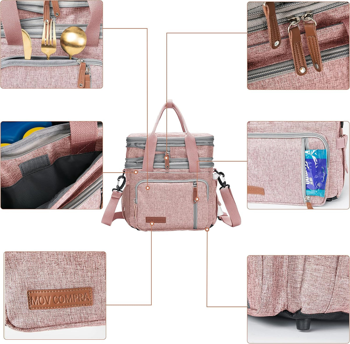 Lunch Bag Women Insulated Lunch Box for Work, Purple Expandable Large Lunch Bags, Leakproof Double Deck Lunch Box Cooler Bag（Purple） - PuriLite