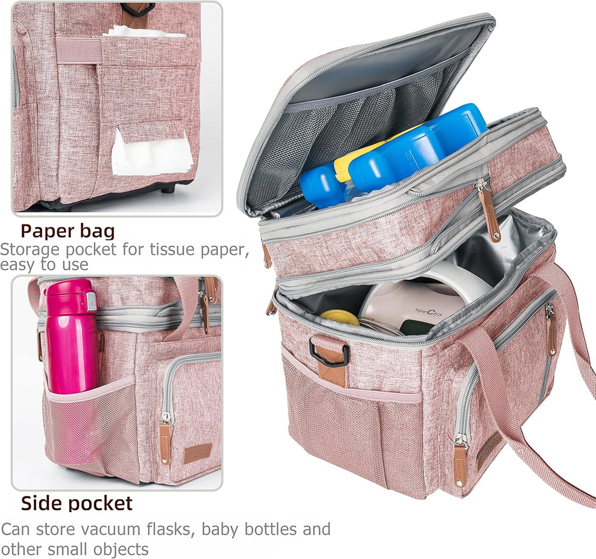 Lunch Bag Women Insulated Lunch Box for Work, Purple Expandable Large Lunch Bags, Leakproof Double Deck Lunch Box Cooler Bag（Purple） - PuriLite