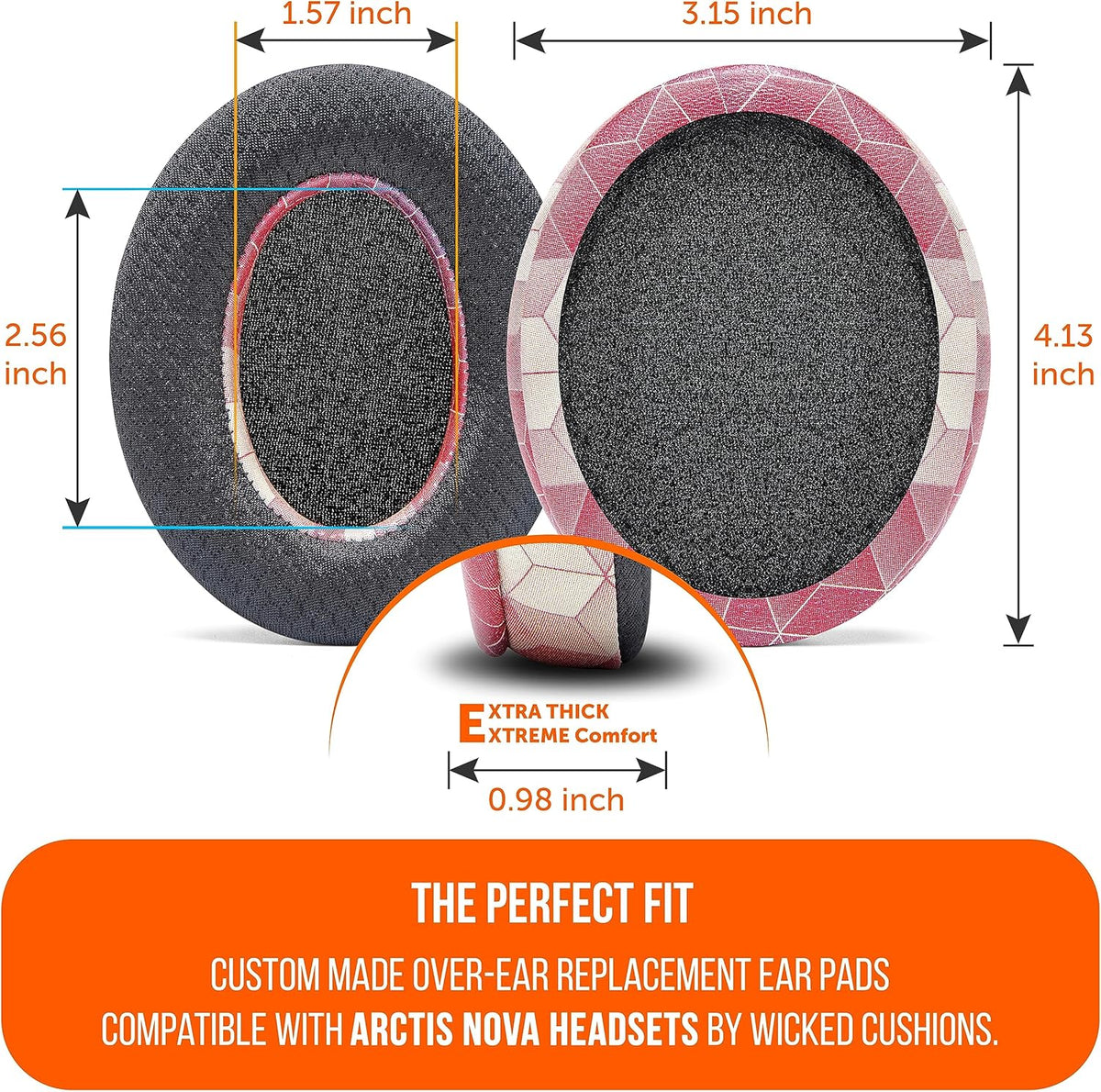 WC Freeze for Arctis Nova - Hybrid Fabric Cooling Gel Replacement Earpads for Arctis Nova Pro Wired, Nova 7, 5, 4, 3, 1 - Made by Wicked Cushions (Does Not Fit Nova Pro Wireless) | Black - PuriLite