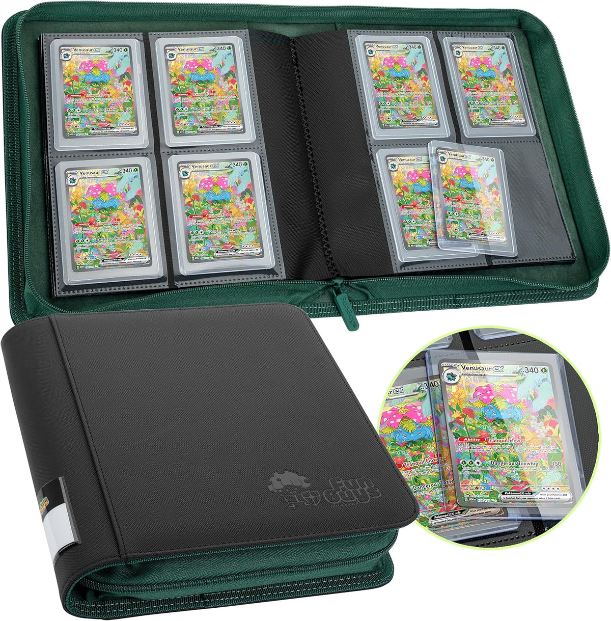 FunGuys Toploader Binder, Trading Card Binder Storage,128 4 Pocket Top Loader Pokemon Binder, Card Collection Yugioh Cards, MTG, TCG, Folders for Trading Cards - PuriLite