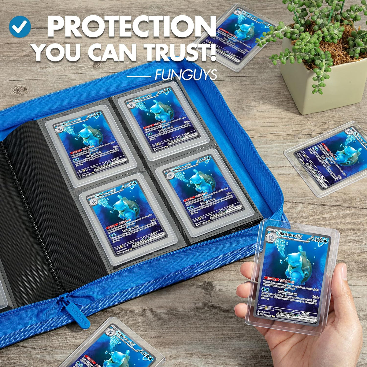 FunGuys Toploader Binder, Trading Card Binder Storage,128 4 Pocket Top Loader Pokemon Binder, Card Collection Yugioh Cards, MTG, TCG, Folders for Trading Cards - PuriLite