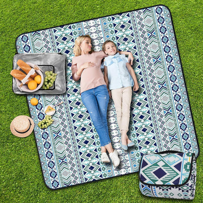 SAMSIER Large Outdoor Picnic Blankets Waterproof Foldable, Beach Blanket Sandproof Portable, Cute Picnic Mat Washable (Navy Blue, 60"×80") - PuriLite
