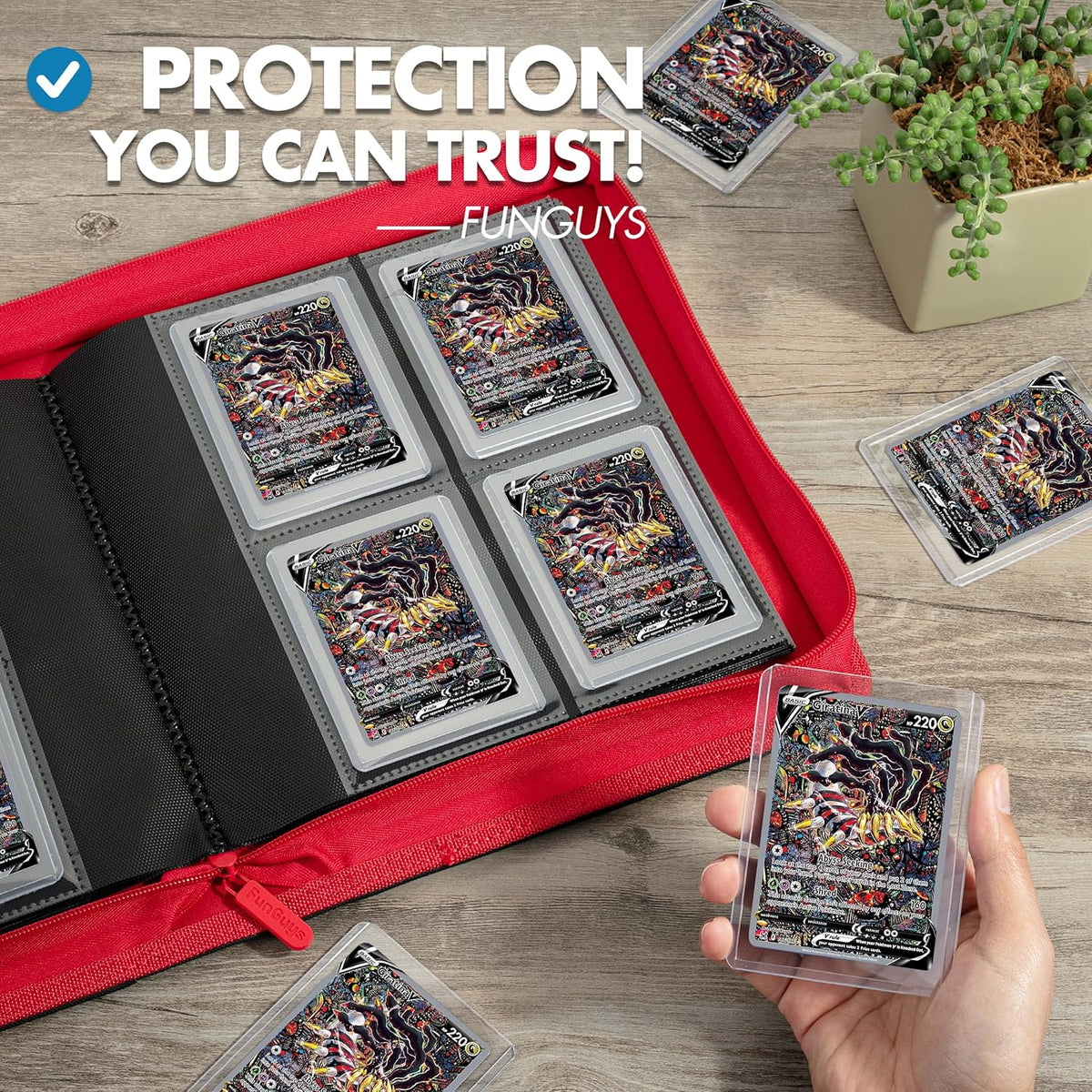 FunGuys Toploader Binder, Trading Card Binder Storage,128 4 Pocket Top Loader Pokemon Binder, Card Collection Yugioh Cards, MTG, TCG, Folders for Trading Cards - PuriLite