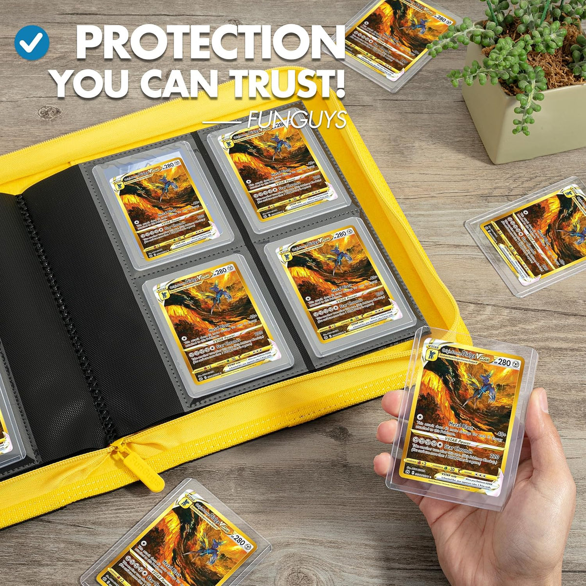 FunGuys Toploader Binder, Trading Card Binder Storage,128 4 Pocket Top Loader Pokemon Binder, Card Collection Yugioh Cards, MTG, TCG, Folders for Trading Cards - PuriLite