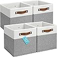 DECOMOMO Fabric Cube Storage Bin - Storage Baskets for Shelves, Kallax (Grey & White, 13 inch Cube) - 4 Pack - PuriLite