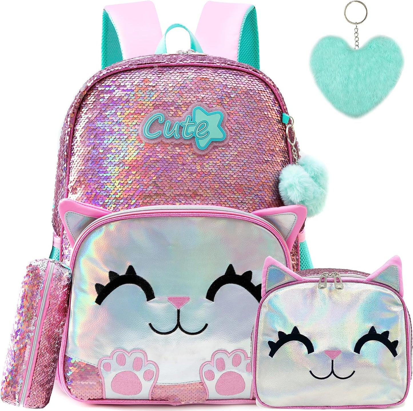 Cute Backpack for Girls School Backpacks with Lunch Box for Elementary - PuriLite