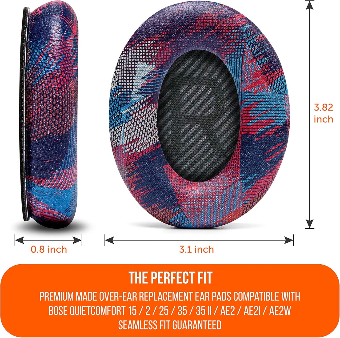 WC Wicked Cushions Upgraded Replacement Ear Pads for Bose QC35 & QC35ii (QuietComfort 35) Headphones & More - Softer Leather, Luxurious Memory Foam, Added Thickness, Extra Durability | Navy Tiger - PuriLite