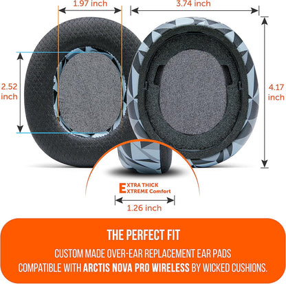 WC Freeze Nova Pro Wireless - Cooling Gel Earpads for Arctis Nova Pro Wireless ONLY (Doesn’t Fit Other Models), Made by Wicked Cushions, Improved Durability, Thickness & Sound Isolation | Black - PuriLite