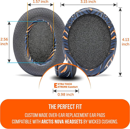 WC Freeze for Arctis Nova - Hybrid Fabric Cooling Gel Replacement Earpads for Arctis Nova Pro Wired, Nova 7, 5, 4, 3, 1 - Made by Wicked Cushions (Does Not Fit Nova Pro Wireless) | Black - PuriLite